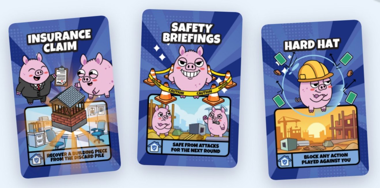 Defense cards: Insurance Claim, Safety Briefings, Hard Hat